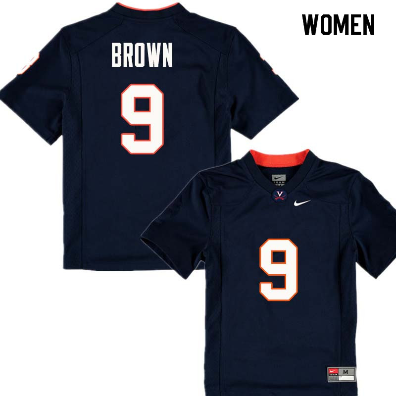 Women #9 Andrew Brown Virginia Cavaliers College Football Jerseys Sale-Navy